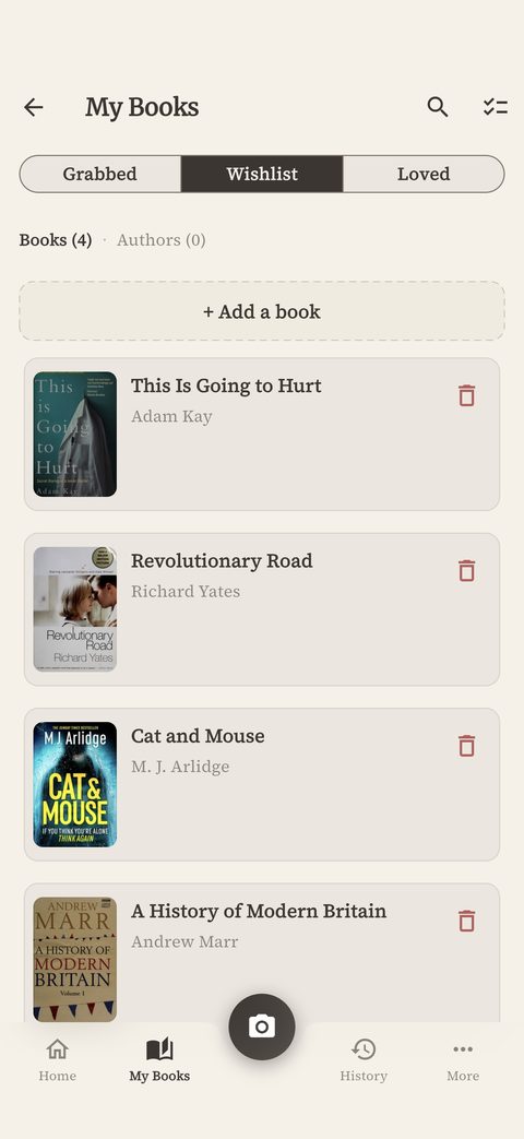 My Books wishlist with four books you are hunting for