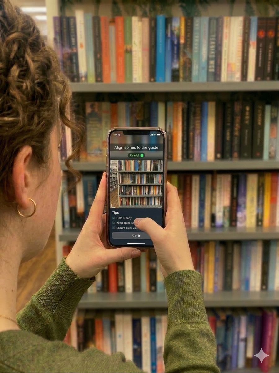 Scanning a bookshelf with the Spines app